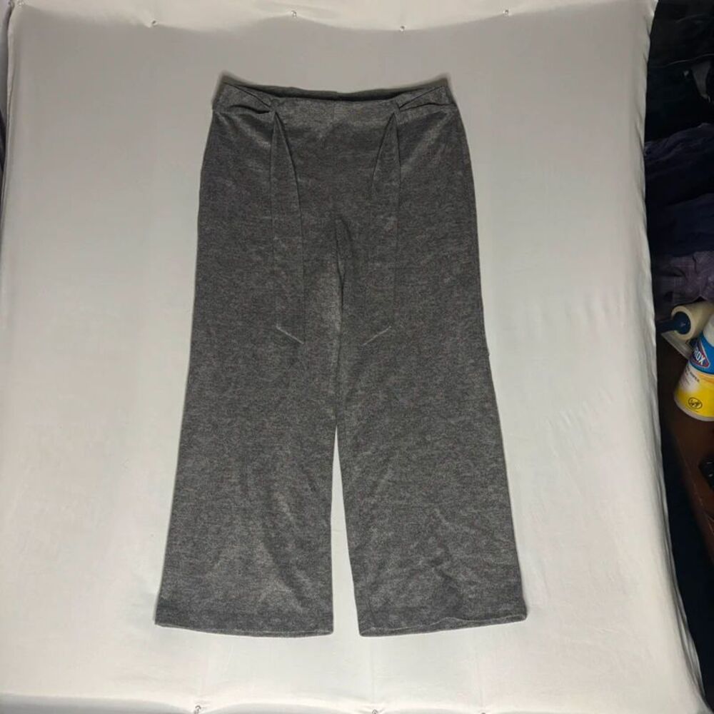 New York Clothing Company Gray Wide Leg Pants Size 1X Women’s Tie Waist Trousers